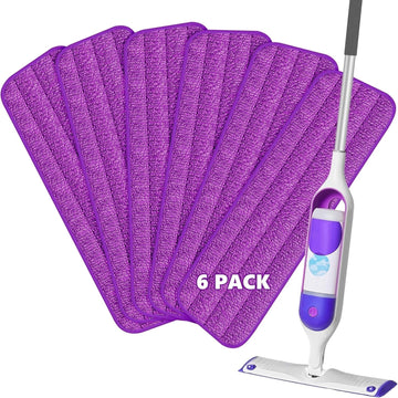SUGARDAY Reusable Microfiber Mop Pads for SwifferPower Mop 6 Pack, Power Mop Wet Pads Refills Replacement for 13 ''-15 '' Spray Mop