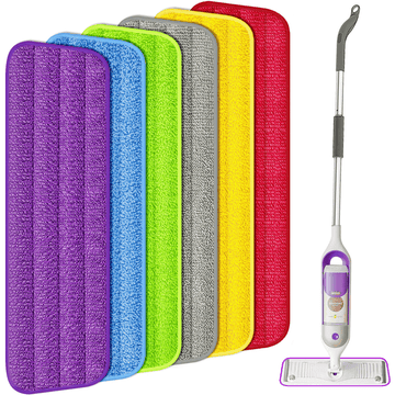 SUGARDAY Reusable Mop Pads Compatible with SwifferPower Mop Refill 6 Pack, Washable Microfiber Power Mop Pads Refill for Multi-Surface Floor Cleaning