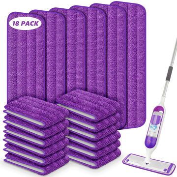 SUGARDAY 18 Pack Reusable Mop Pads Compatible with Power Mop, Microfiber Mop Replacement Refills Machine Washable for All Floor Surfaces