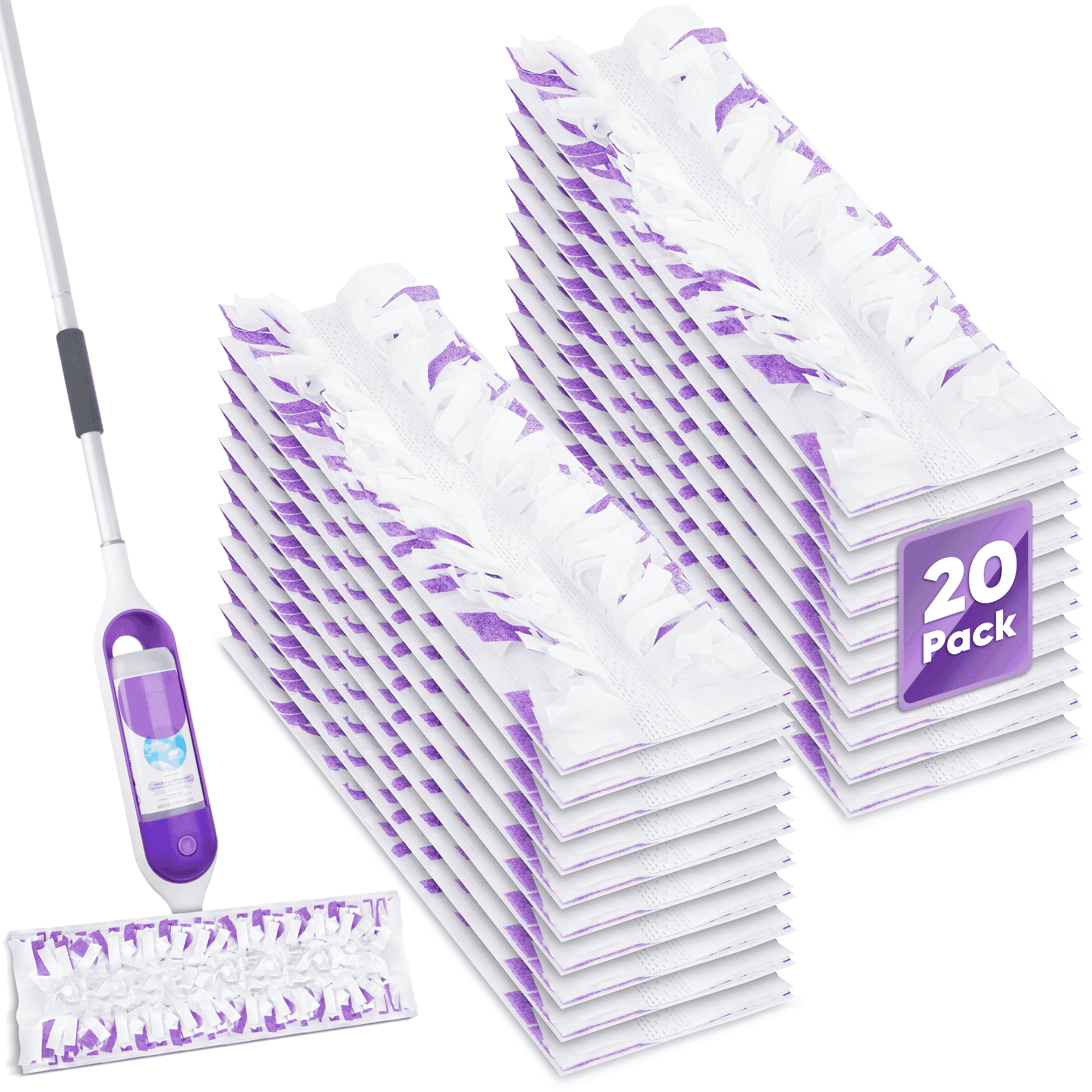 SUGARDAY 20 Pack Disposable Mop Pads Refills for Power Mop Refills Multi-Surface Mop Pad Replacement for Floor Cleaning