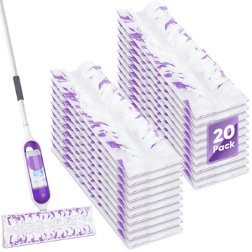 SUGARDAY 20 Pack Disposable Mop Pads Refills for Power Mop Refills Multi-Surface Mop Pad Replacement for Floor Cleaning