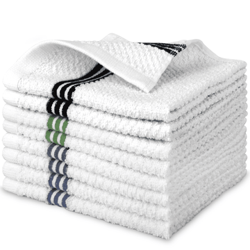 SUGARDAY 8 Pack Kitchen Towels Cotton Dish Towels for Drying Dishes, Hand Tea Towels for Kitchen 12 x 12 Inches