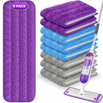 SUGARDAY 9 Pack Reusable Mop Pad Refill for Power Mop, Washable Wet Pad Refills Replacement for Multi-Surface Floor Cleaning