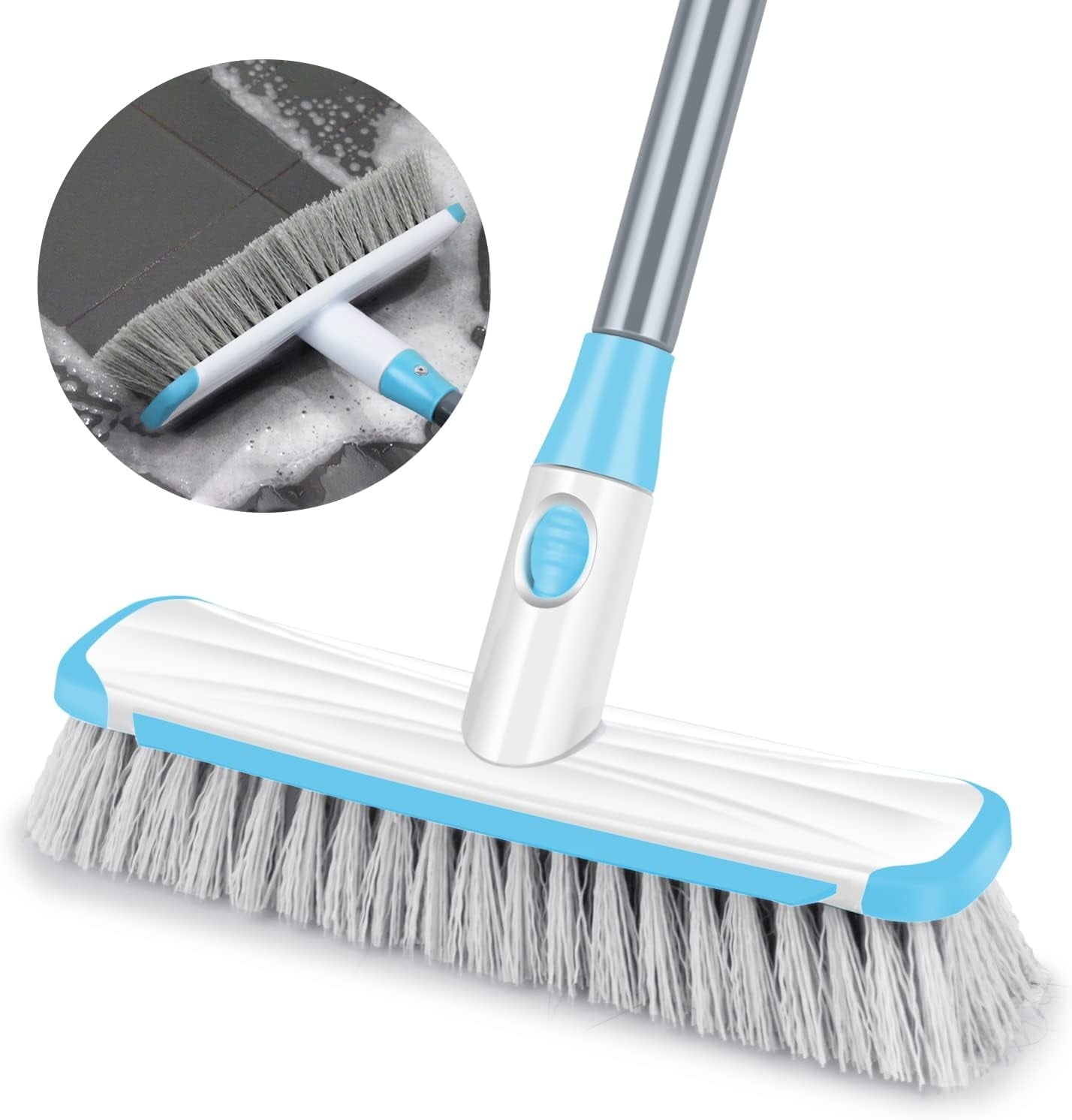 SUGARDAY Floor Scrub Brush with Long Handle for Cleaning Shower Bathroom Kitchen Tub Deck Brush