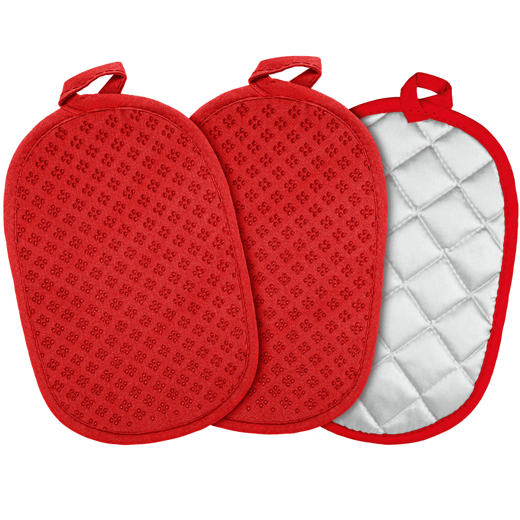 SUGARDAY Kitchen Pot Holders Sets Heat Resistant Pot Holder Silicone Oven Hot Pads for Kitchen Cooking Baking Set of 3 6x9inch Red