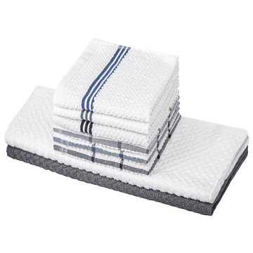 SUGARDAY Kitchen Towels and Dishcloths Set, 12 x 12 Inches and 15 x 25 Inches, Set of 8 Bulk Kitchen Towels Set, Ultra Soft Absorbent Dish Cloths for Washing Dishes