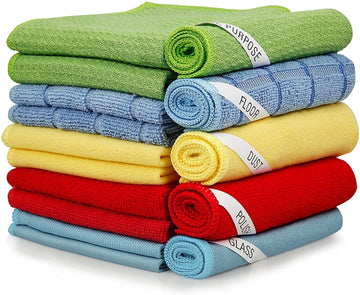 SUGARDAY Microfiber Cleaning Cloth Towels 15 Pack Reusable Dust Rags Dish Cloths for Housekeeping (Size: 11.8 x 11.8 in)