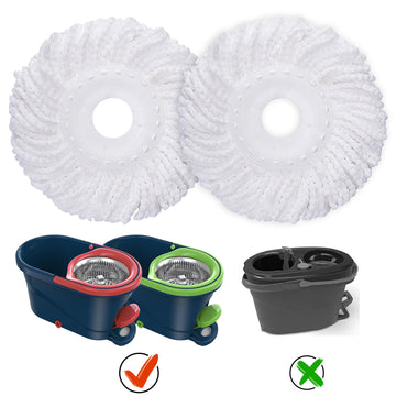 SUGARDAY Microfiber Spin Mop Head Replacement Compatible with Sugarday Spin Mop 2 Pack Mop Head Refill, White