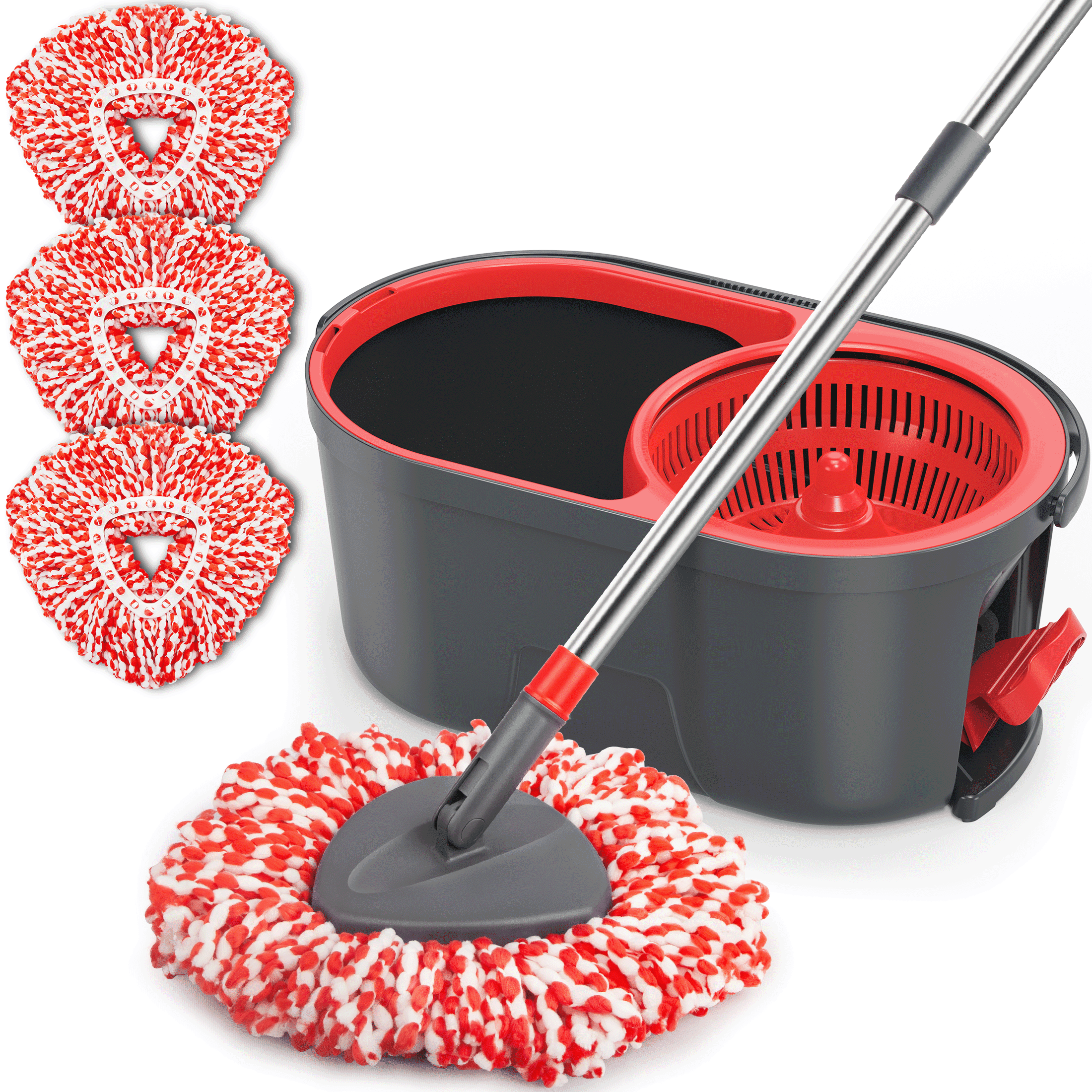 SUGARDAY Microfiber Spin Mop and Bucket System with Foot Pedal Wringing Set for Floor Cleaning Heavy Duty Mop