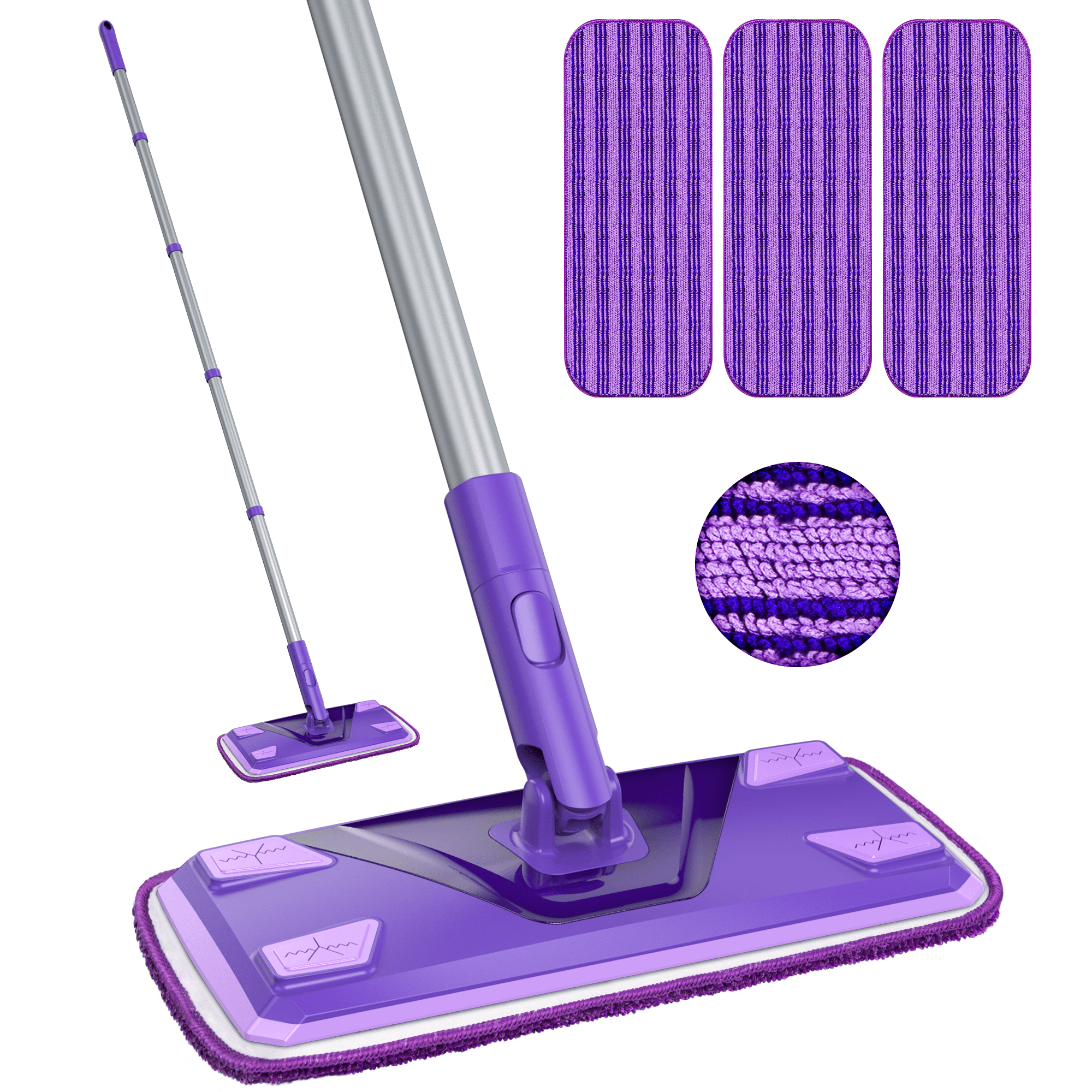 SUGARDAY Microfiber Wet Flat Mops for Floors with 3 Washable Mop Pad Dust Mop