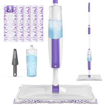 SUGARDAY Mops for Floors with 5 Disposable Mop Pads Refills for Powermop Wet Dry Hardwood Floor Spray Mops