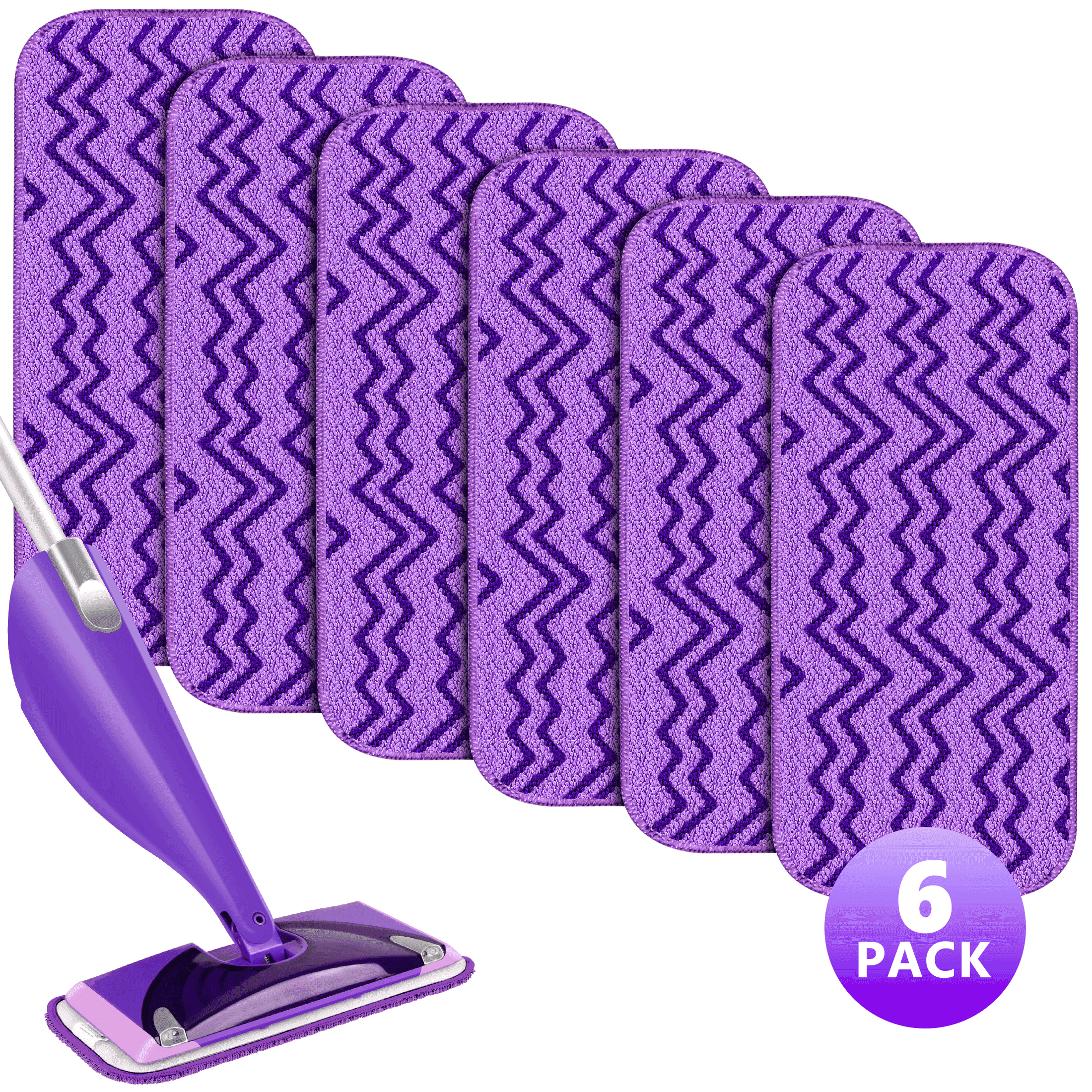 SUGARDAY Reusable Wetjet Mop Pads Refills Compatible with Wet Jet Mop, 6 Pack Wet Pads Refills Replacement for Floor Cleaning Wet Dry Use